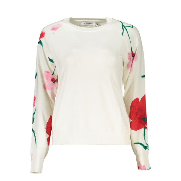 Elegant Crew Neck Sweater with Contrast Details Desigual