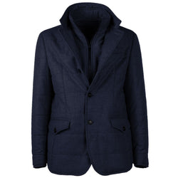 Blue Wool Men Coat Made in Italy