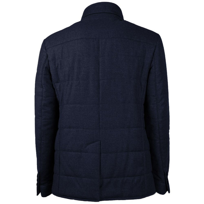 Blue Wool Men Coat Made in Italy