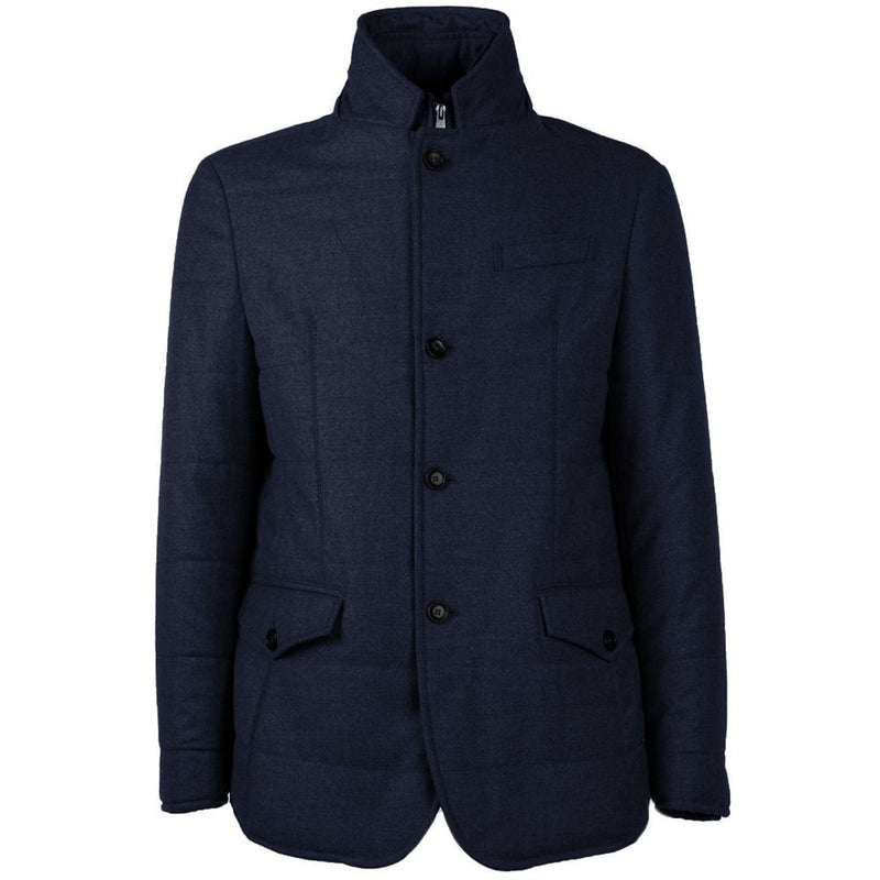 Blue Wool Men Coat Made in Italy