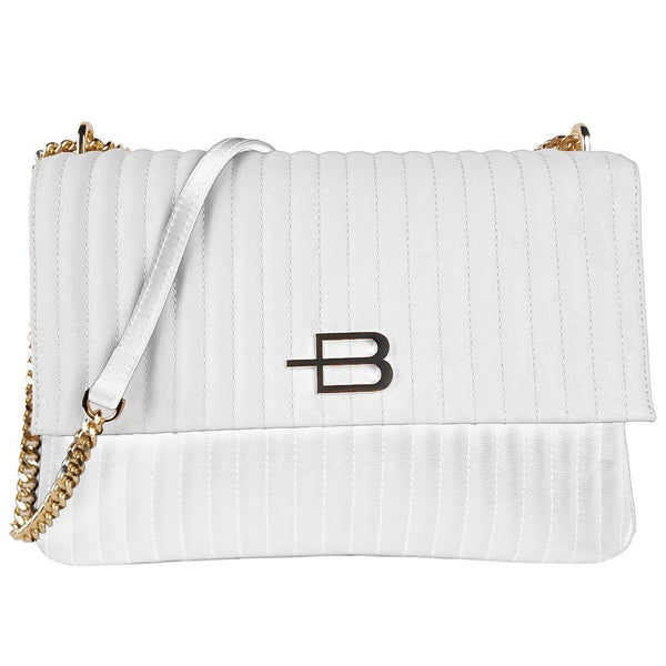 Chic Quilted Calfskin Shoulder Bag with Chain Strap Baldinini Trend