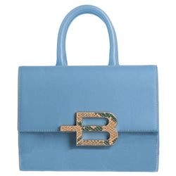 Elegant Light Blue Calfskin Handbag Baldinini Trend