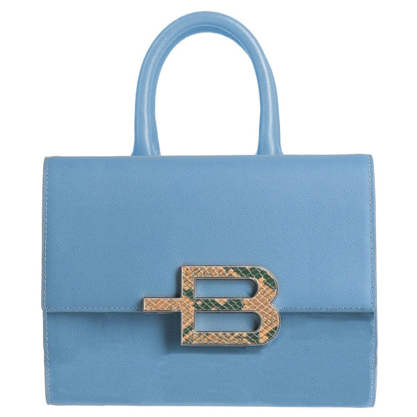 Elegant Light Blue Calfskin Handbag Baldinini Trend