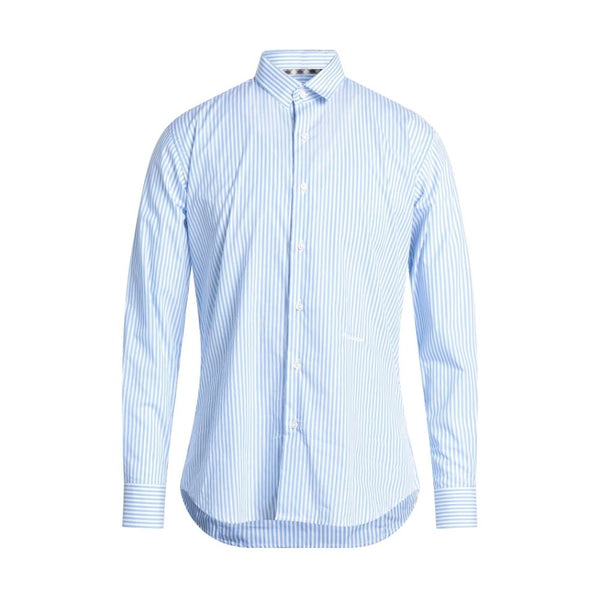 Classic Striped Cotton Shirt in Light Blue Aquascutum