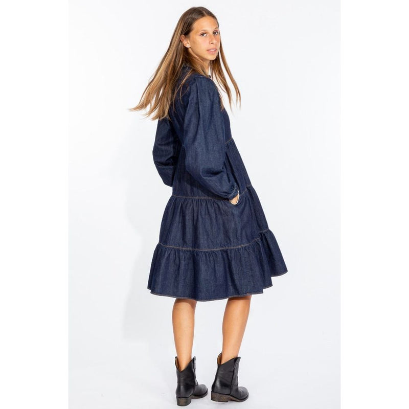 Elegant Dark Blue Denim Flare Dress Love Moschino
