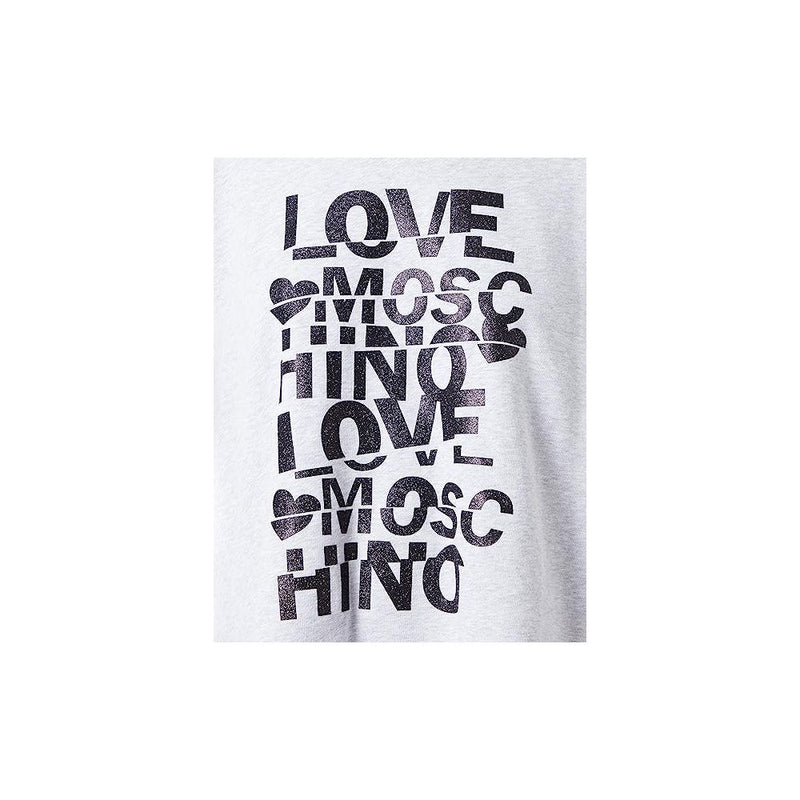 Glittered Cotton Oversized Sweatshirt - Grey Love Moschino