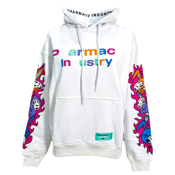 Chic Cotton Hoodie with Graphic Sleeve Prints Pharmacy Industry