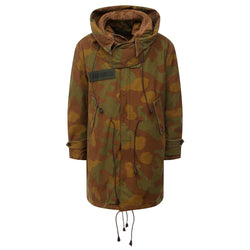 Camo Textured Hooded Parka with Leather Details Dsquared²