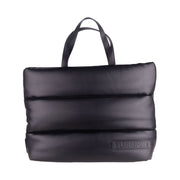 Elegant Black Padded Eco-Leather Shopper Plein Sport