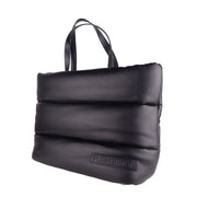 Elegant Black Padded Eco-Leather Shopper Plein Sport