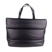 Elegant Black Padded Eco-Leather Shopper Plein Sport