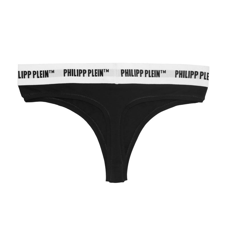 Black Cotton Women Thong Two-Pack Philipp Plein