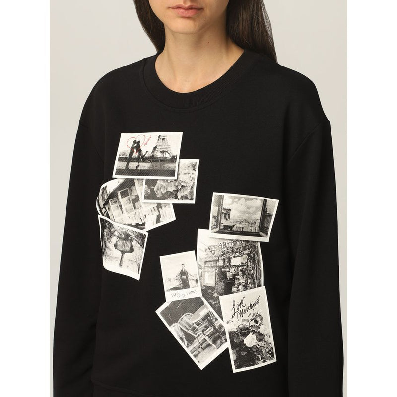 Chic Black Sweatshirt with Designer Emblem Love Moschino