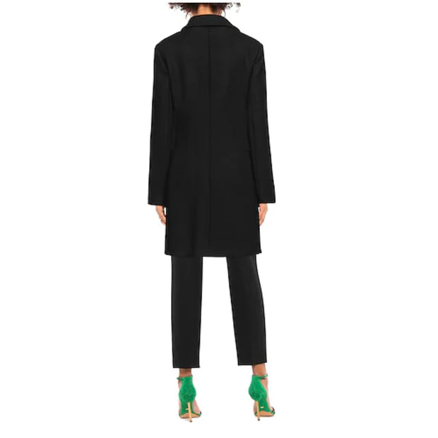 Black Wool Women Coat Love Moschino