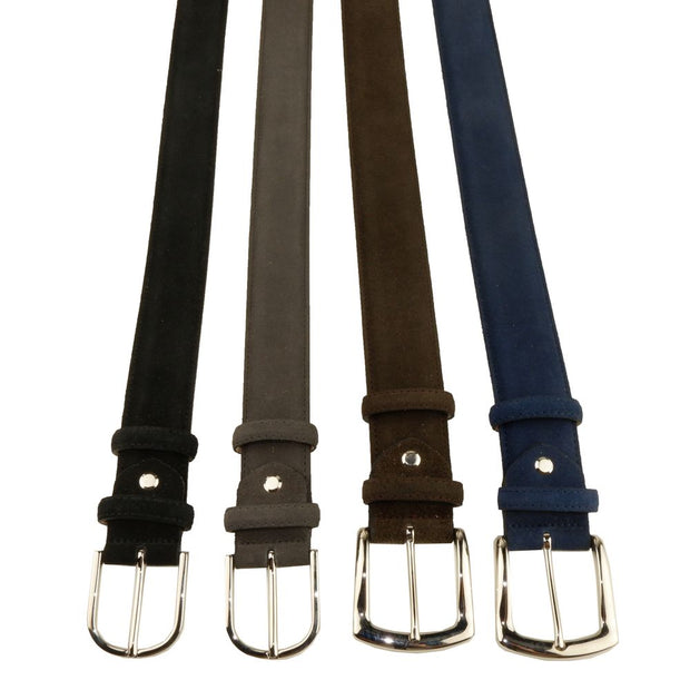 Elegant Quad of Suede Calfskin Belts Made in Italy