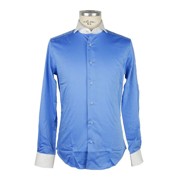 Elegant Contrast Collar Cotton Shirt Made in Italy