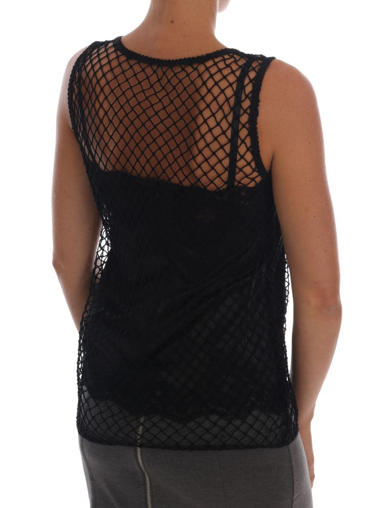 Elegant Black Lace Sleeveless Cami Blouse Dolce & Gabbana