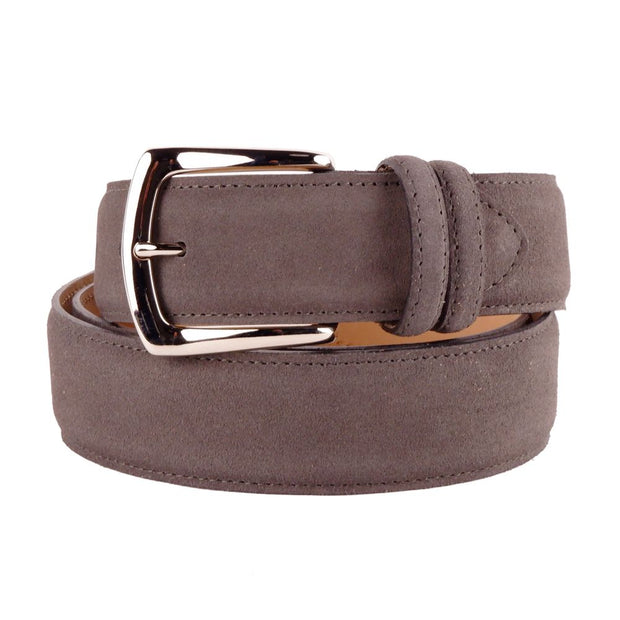 Elegant Grey Suede Calfskin Belt Made in Italy