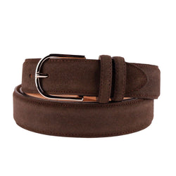 Elegant Brown Suede Calfskin Belt Made in Italy