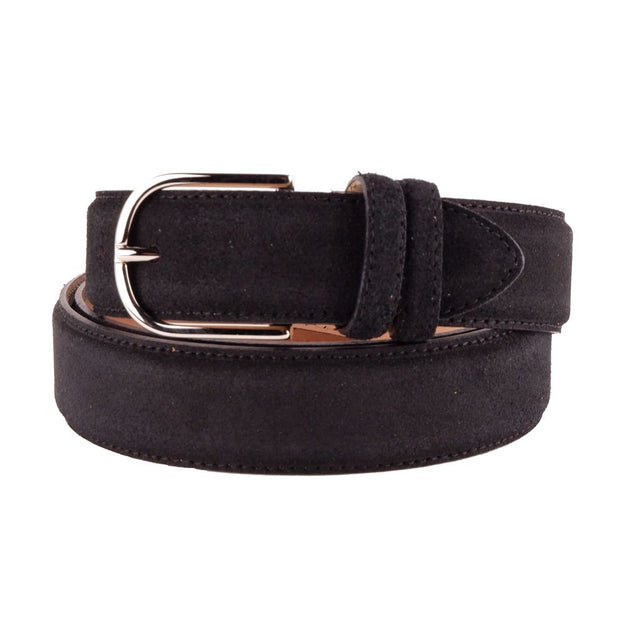 Elegant Black Suede Calfskin Belt Made in Italy