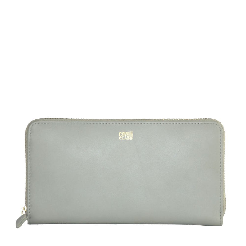 Elegant Grey Calfskin Wallet for Her Cavalli Class