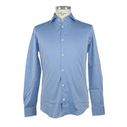 Elegance Unleashed Light Blue Cotton Shirt Made in Italy