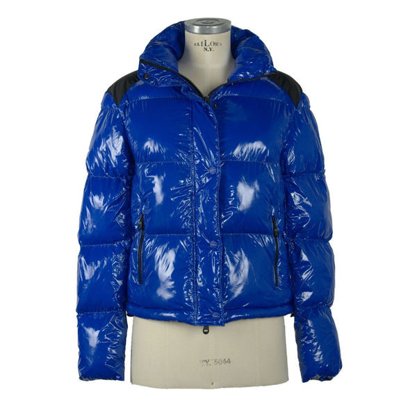 Chic Blue Down Jacket with Eco-Friendly Flair Refrigiwear