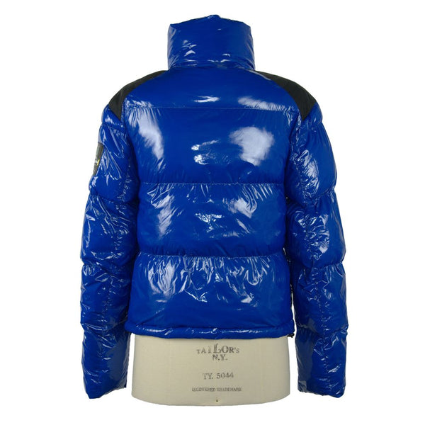 Chic Blue Down Jacket with Eco-Friendly Flair Refrigiwear