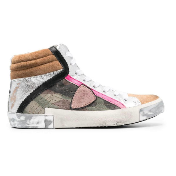 Army Green High-Top Sneakers with Leather Accents Philippe Model