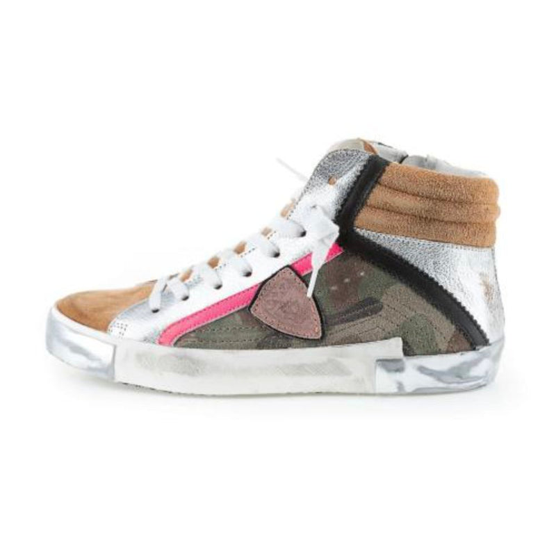 Army Green High-Top Sneakers with Leather Accents Philippe Model