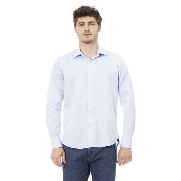 Light Blue Cotton Men Shirt Baldinini Trend