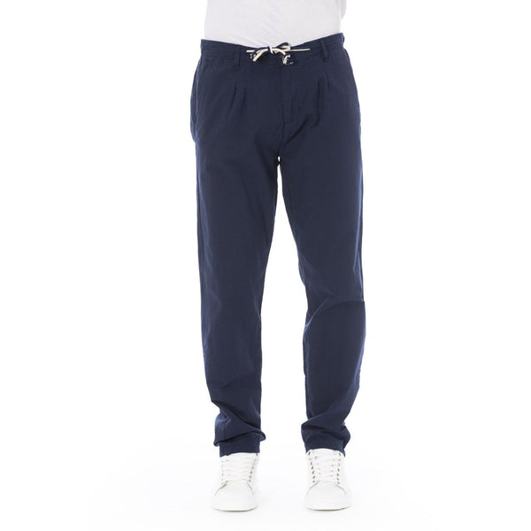 Blue Cotton Men Chino Pants Baldinini Trend