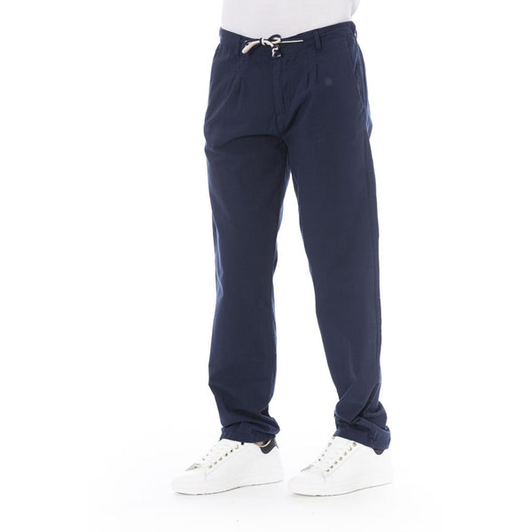 Blue Cotton Men Chino Pants Baldinini Trend