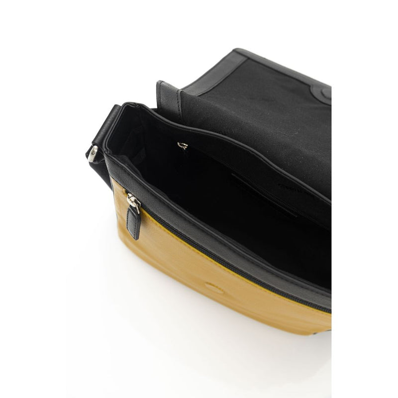 Yellow Leather Women Crossbody Bag Cerruti 1881