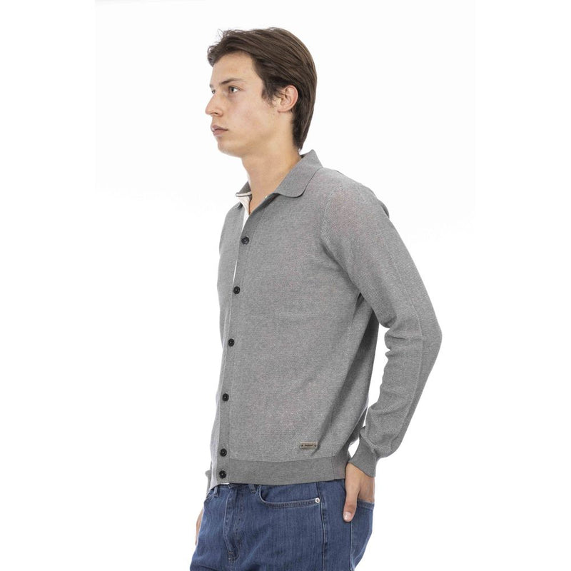 Gray Cotton Men Shirt Baldinini Trend