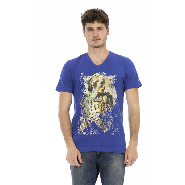 Blue Cotton Men T-Shirt Trussardi Action