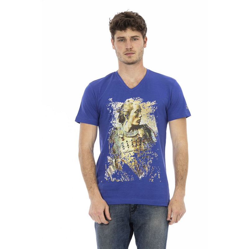 Blue Cotton Men T-Shirt Trussardi Action