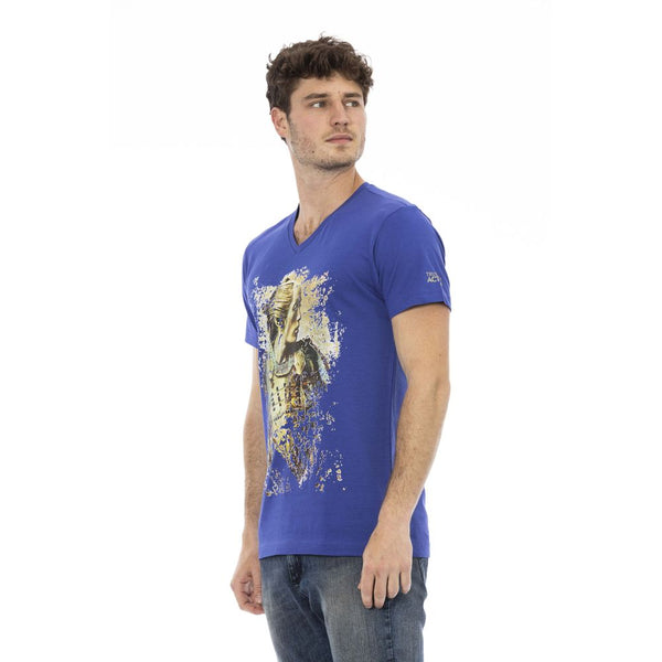Blue Cotton Men T-Shirt Trussardi Action