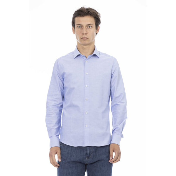 Light Blue Cotton Men Shirt Baldinini Trend