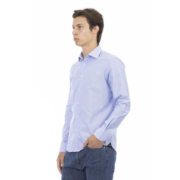 Light Blue Cotton Men Shirt Baldinini Trend