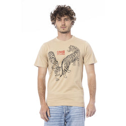 Beige Cotton Men T-Shirt Cavalli Class