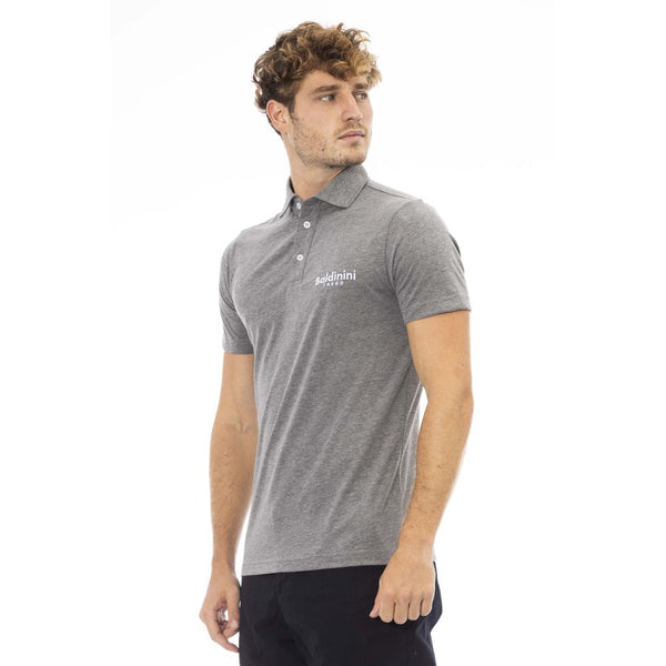 Gray Cotton Men Polo Baldinini Trend