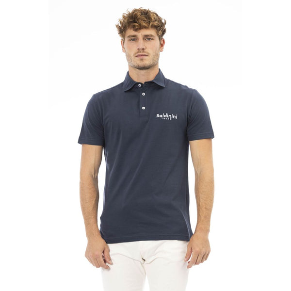 Blue Cotton Men Polo Baldinini Trend