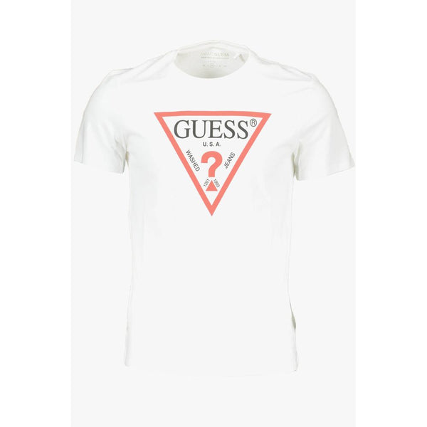 White Cotton Men T-Shirt Guess Jeans