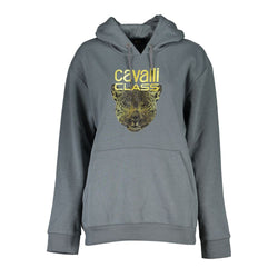 Sleek Gray Fleece Hooded Sweatshirt Cavalli Class