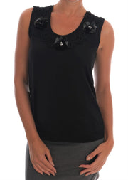 Black Floral Sequined Cami Blouse Dolce & Gabbana