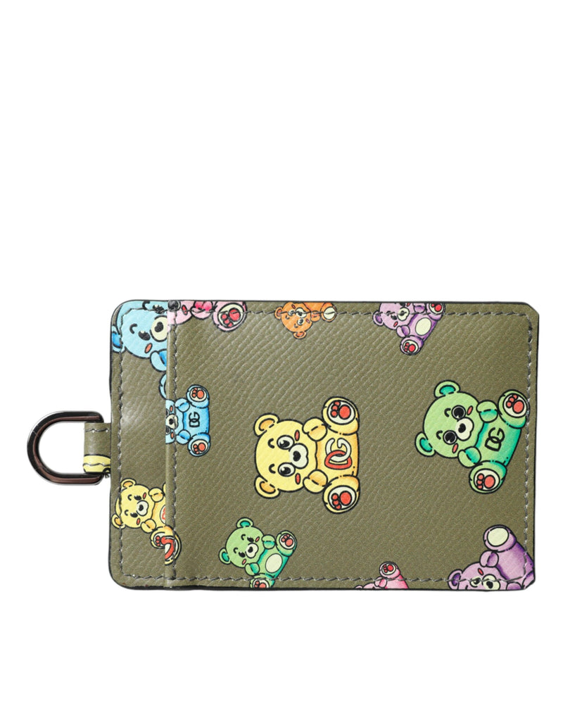 Army Green Teddy Bear Leather Women Card Holder Wallet Dolce & Gabbana