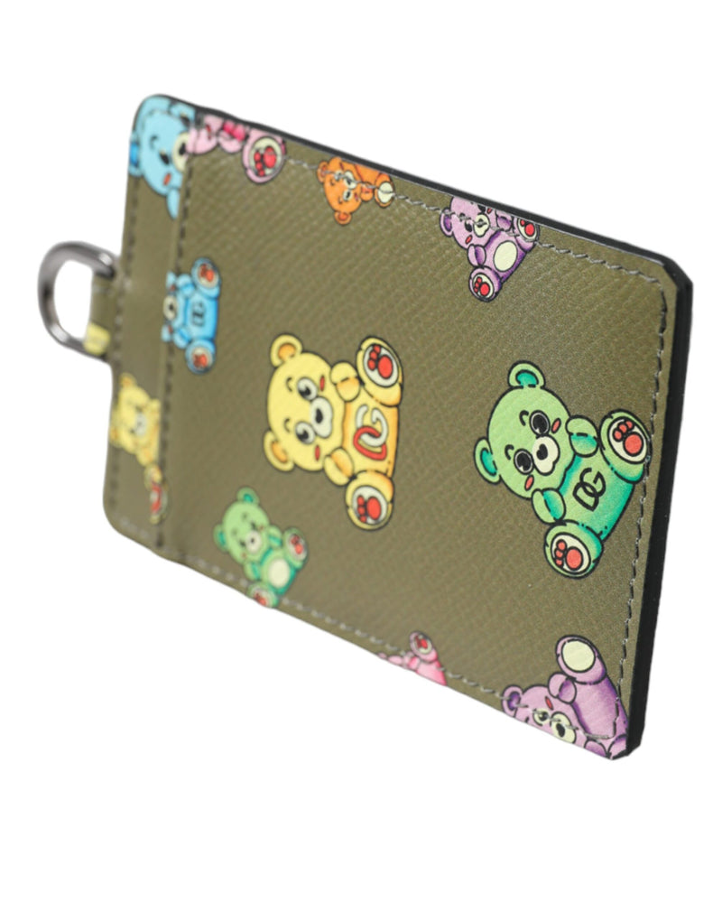 Army Green Teddy Bear Leather Women Card Holder Wallet Dolce & Gabbana