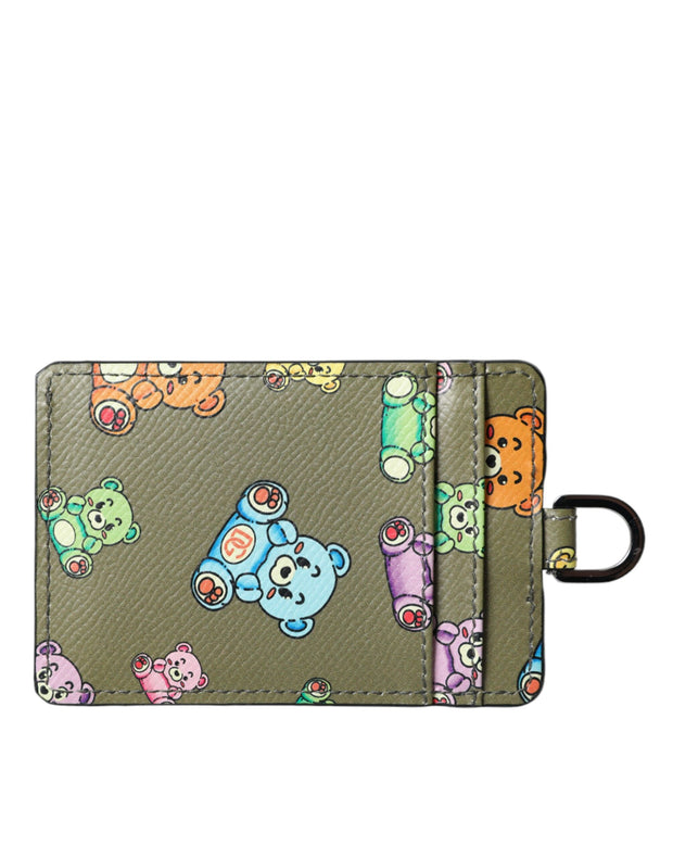 Army Green Teddy Bear Leather Women Card Holder Wallet Dolce & Gabbana