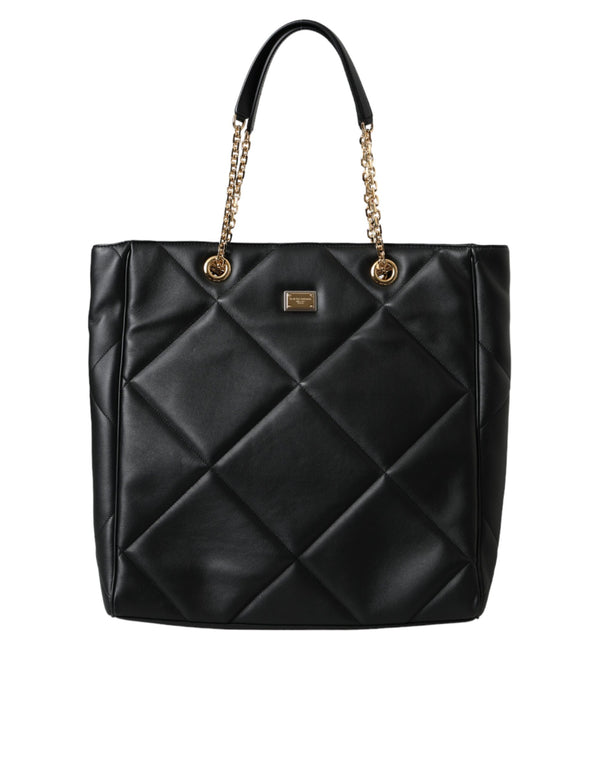 Black Leather JUNGLE Quilted Shopping Tote Bag Dolce & Gabbana